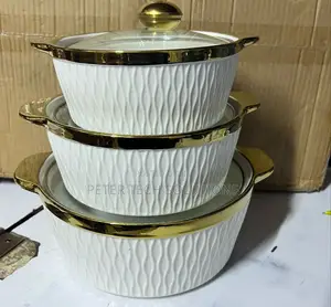3 PCS Ceramic Soup/ Serving Pot