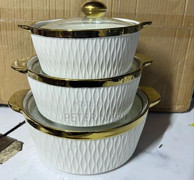 3 PCS Ceramic Soup/ Serving Pot