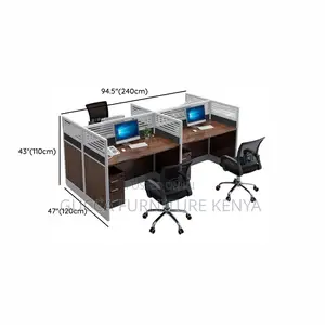Workstations:4-Way Ergonomic Wood Office Workstation