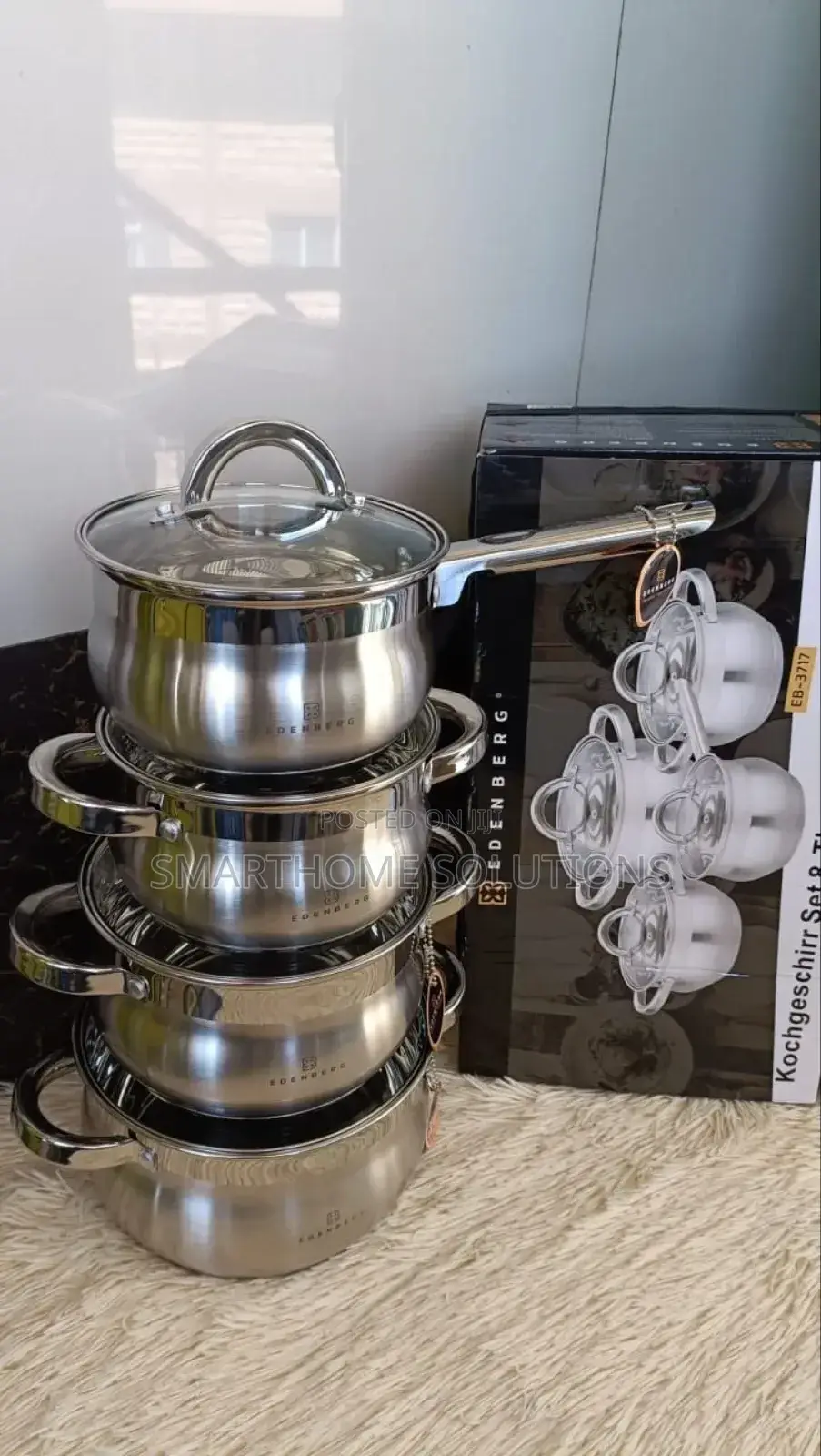 8 Pieces Edenburg Eb-3717 Stainless Steel Cookware Set