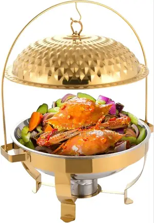 8l Golden Diamond Buffet Food Warmer With Hanging Lid Holder