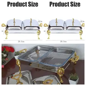Golden Double Bowl Food Warmer With Steel Covers