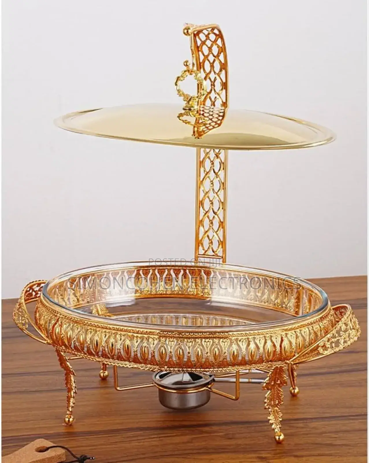 Oval Elegant Chaffing Dish Glass Food Warmer