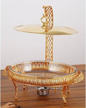 Oval Elegant Chaffing Dish Glass Food Warmer - thumbnail 2