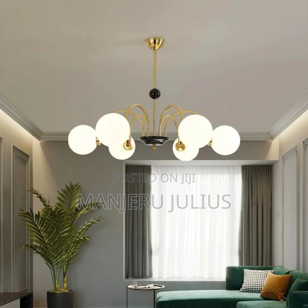 6white Glass Chandelier Lighting