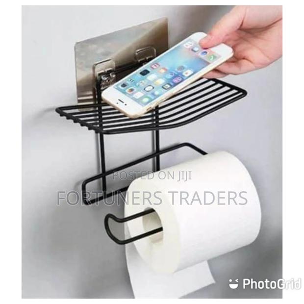 Wall Mounted Tissue Holder With Rack - main view