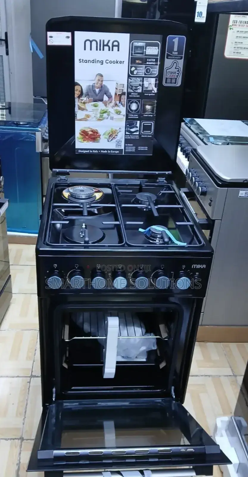 Mika 50*60 Cm Black 3gas+1 Electric Cooker