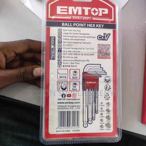 Ball Point Hex Keys 9pcs Set Emtop Allen Keys Heavy Duty - thumbnail 4