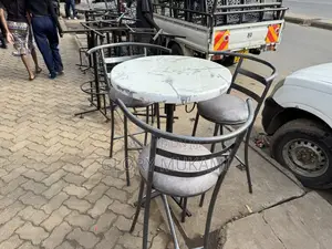 Grey Coated Restaurant Chairs And Round High Table
