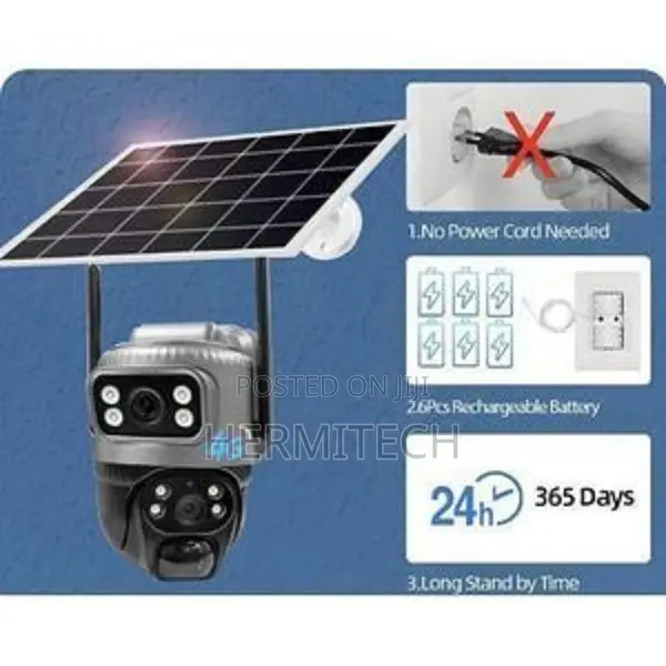 Solar Solar Powered 4g GSM PTZ 360 Camera – With 6 Batteries