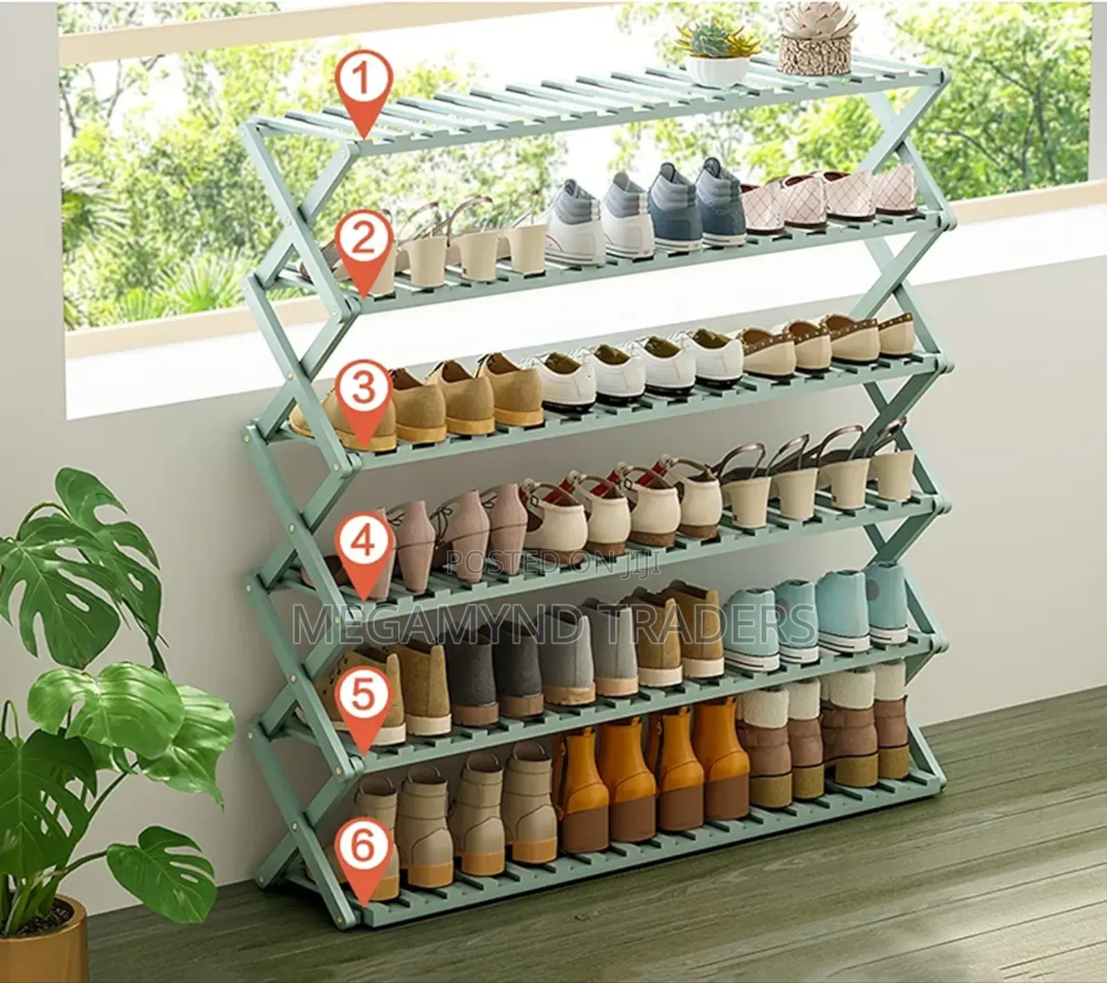 6 - Layer Bamboo Shoe Rack/Foldable Shoe Rack