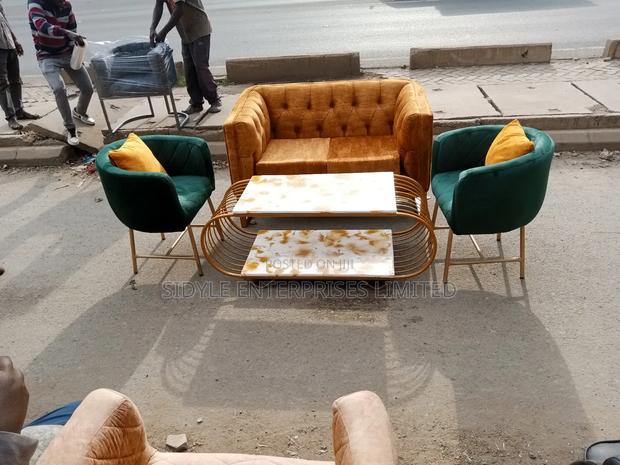 2 Styling Seat ,2 Seater Sofa and Marble Coffee Table