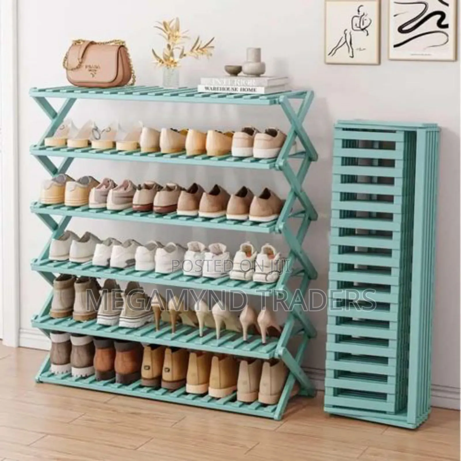 6 - Layer Bamboo Shoe Rack/Foldable Shoe Rack