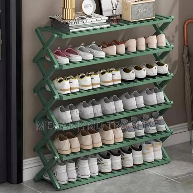 6 - Layer Bamboo Shoe Rack/Foldable Shoe Rack - thumbnail 4