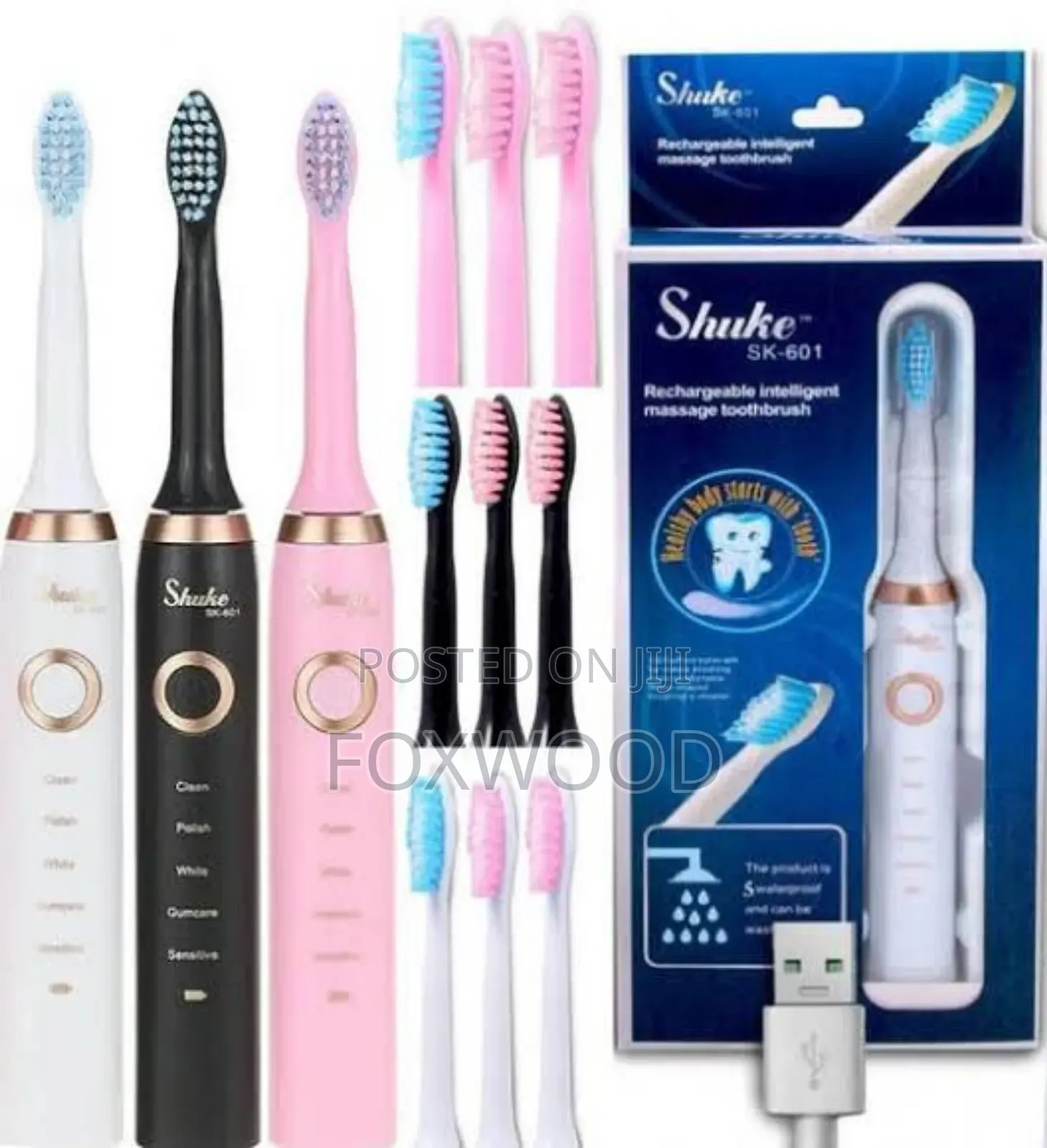 Sonic Electric Toothbrush 3 Brush Heads for Adults