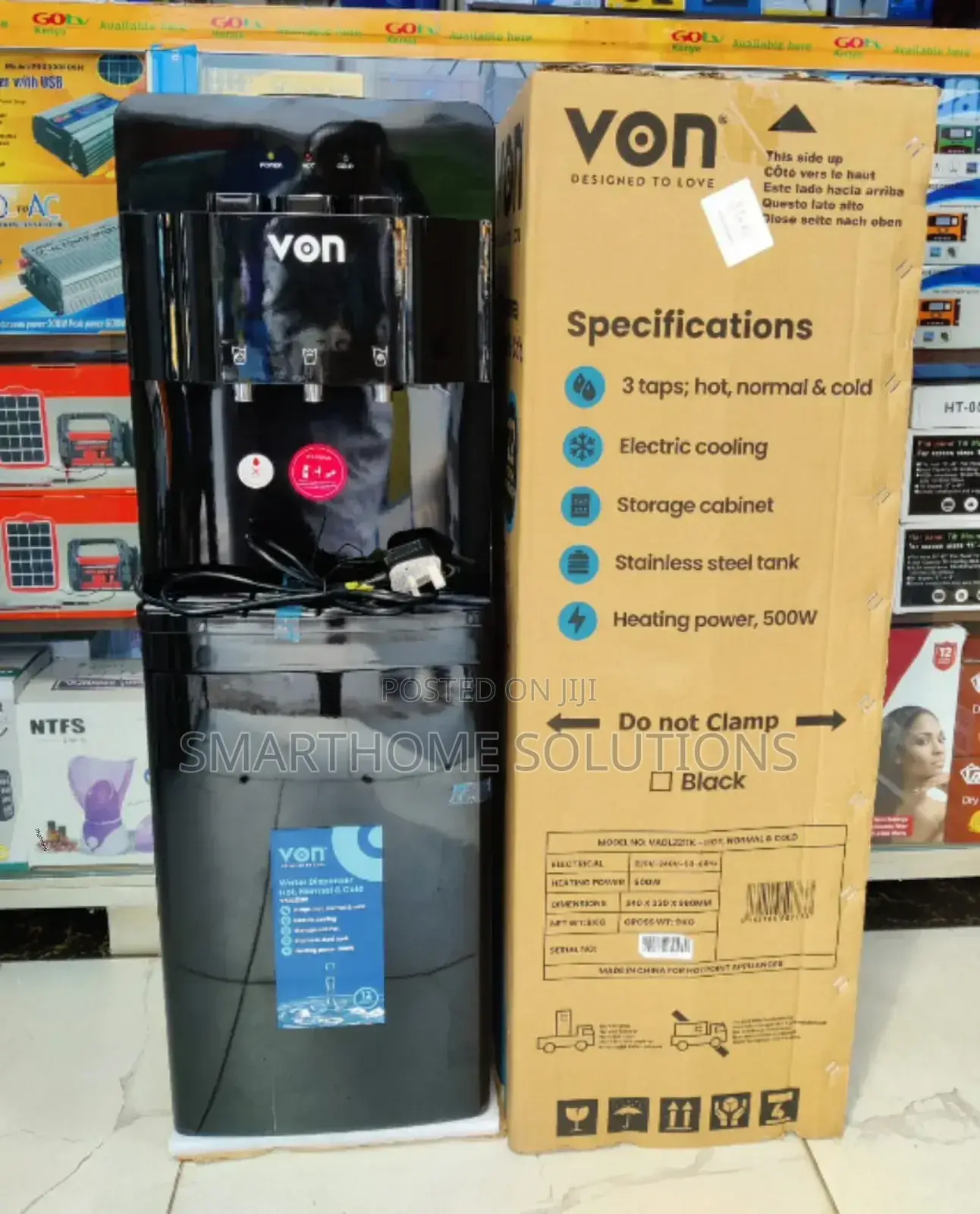 Von Water Dispenser 3taps Hot, Normal,Cold. (Black) VNW-3t
