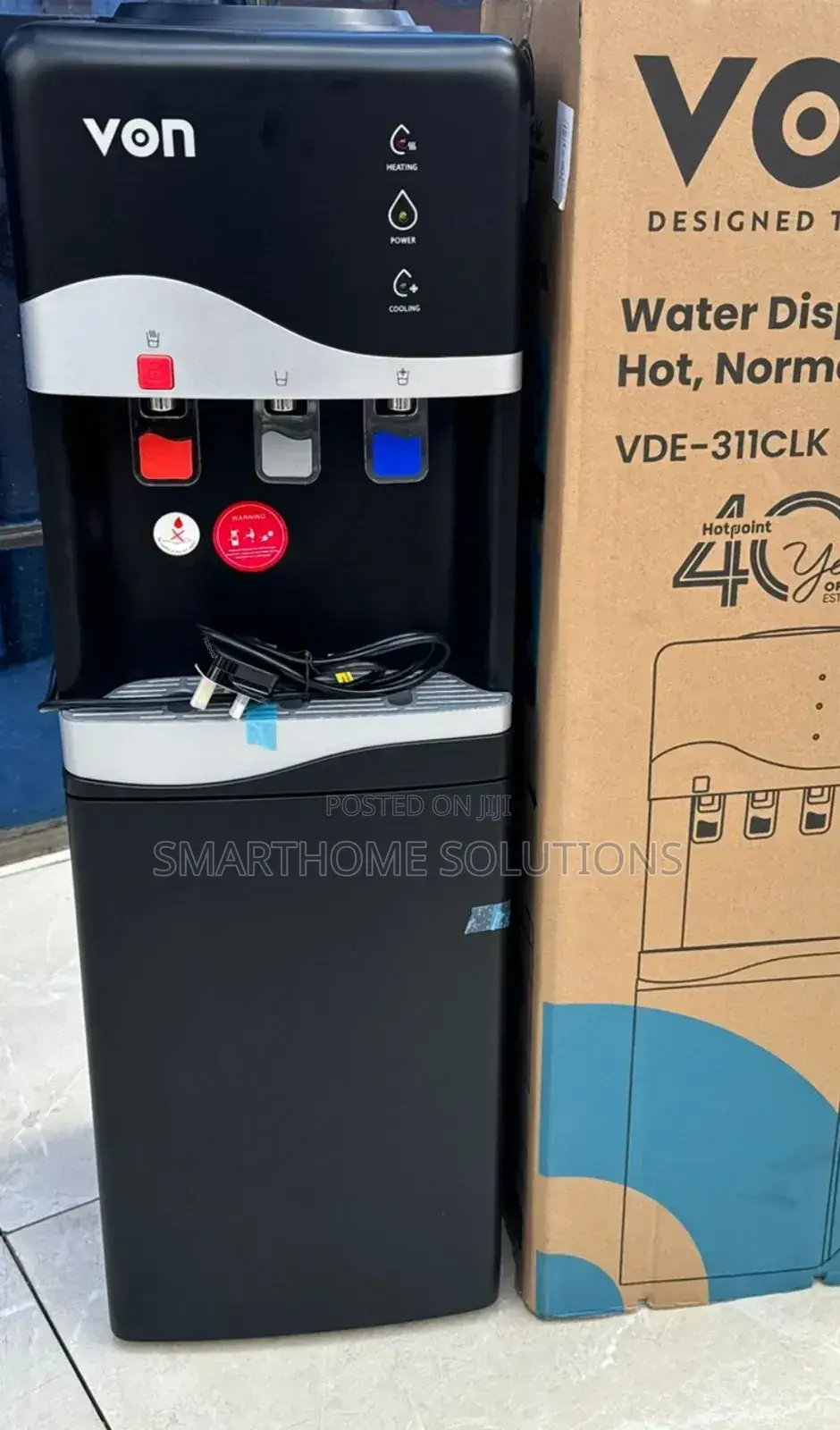 Black Von Hot and Cold Water Dispenser Hc/2d