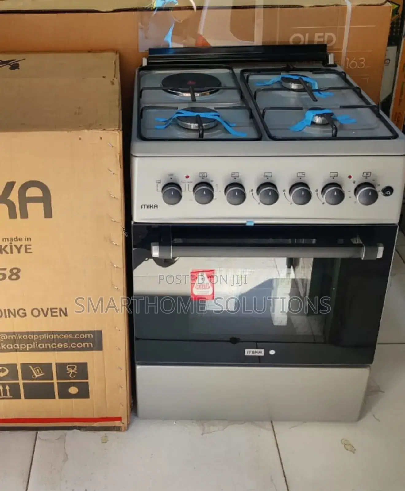 Silver Mika Standing Cooker 3g+1electric, 58cm X58cm Mg/58