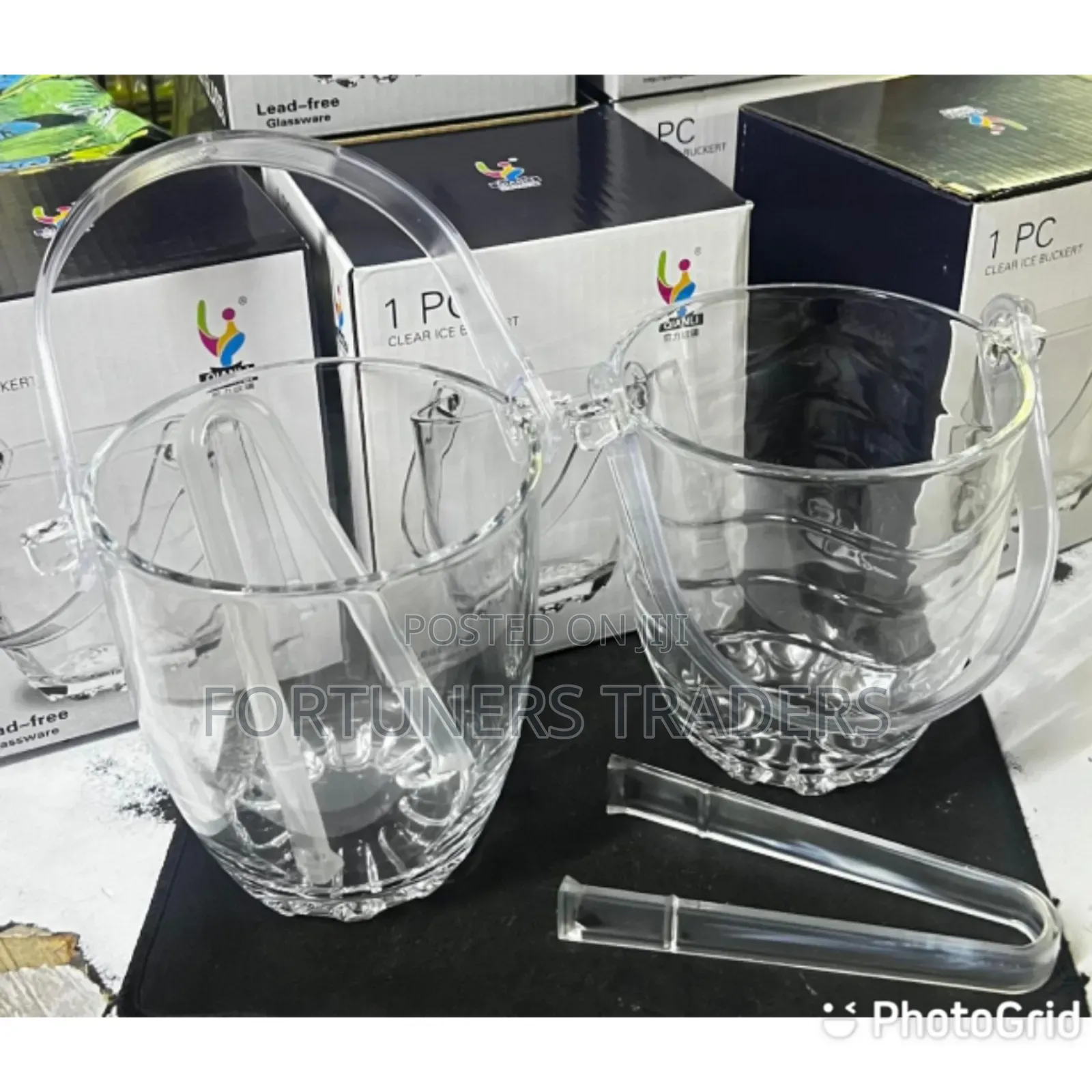 800 Ml Glass Ice Buscket +Tong 12 Cm