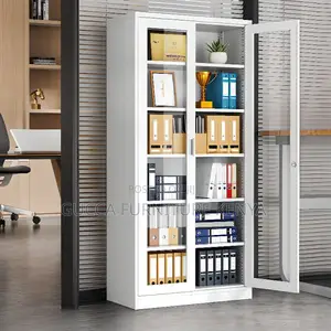 Cabinets:2-Door Glass Steel Frame Modern Storage Cabinet