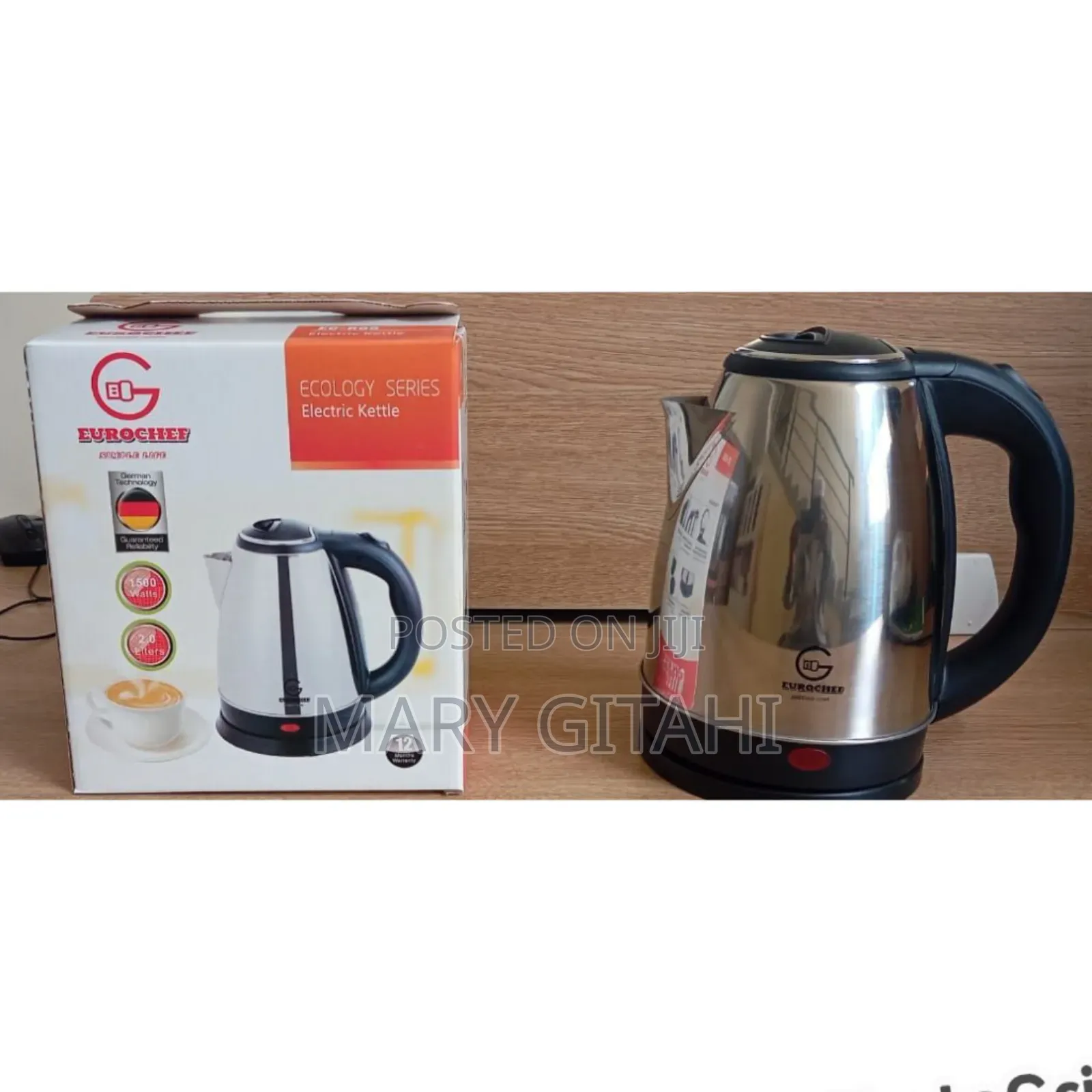 *Eurochef 2ltrs Silver Kettle