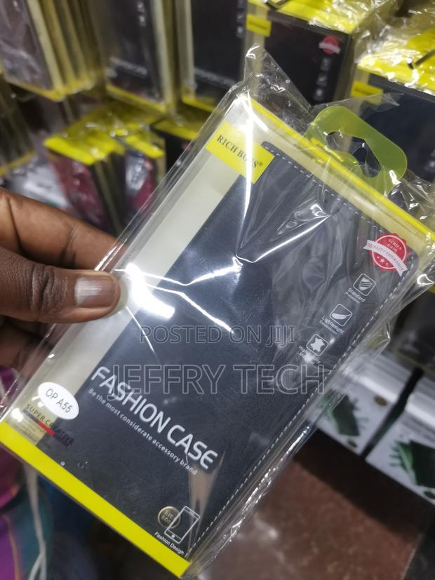 Hualubro Richboss Flip Leather Case for Oppo A55 Folio-Black - thumbnail 2