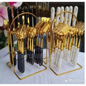 Heavy Marble Gold Cutlery Sets 24 PCS - main view