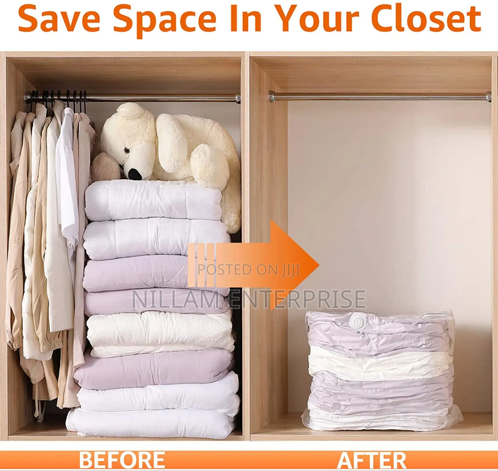 *5pcs Set No Pump Needed Vacuum Storage Bags