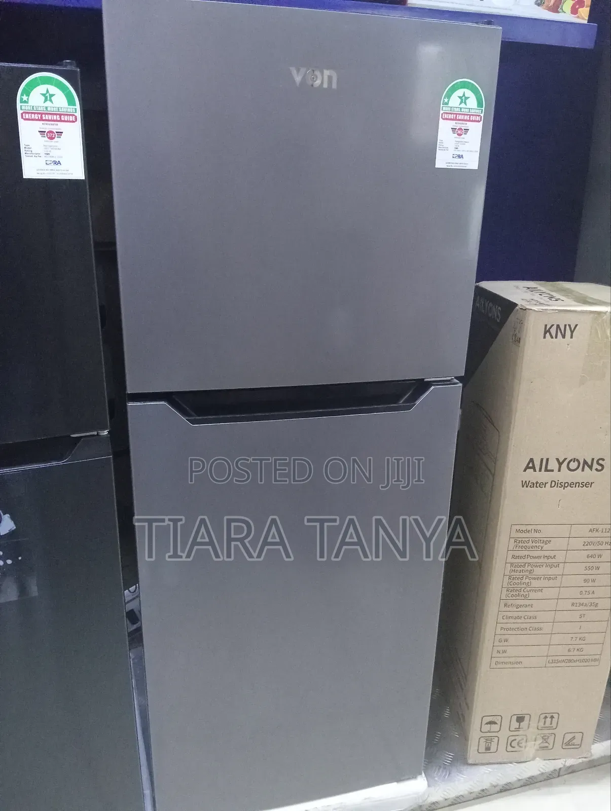 Von Vart 25nhs Double Door Fridge 220 Litres Silver