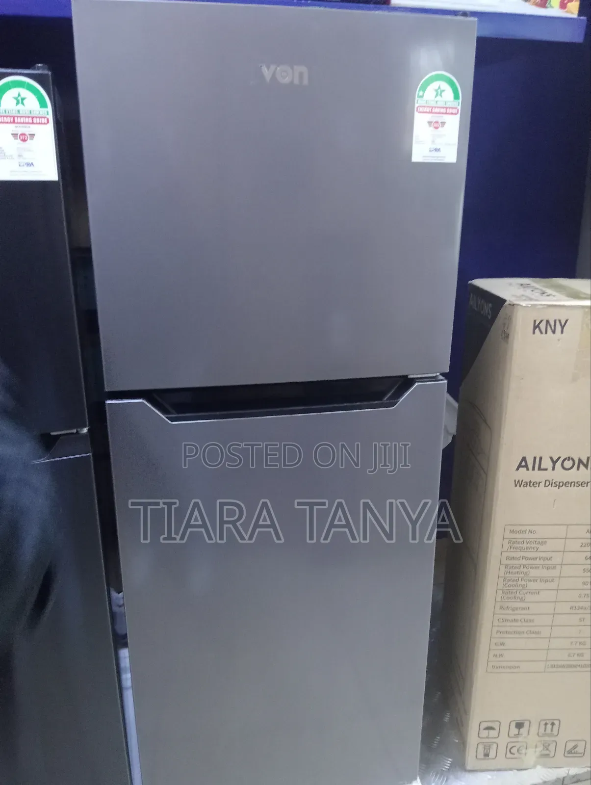Von Vart 25nhs Double Door Fridge 220 Litres Silver