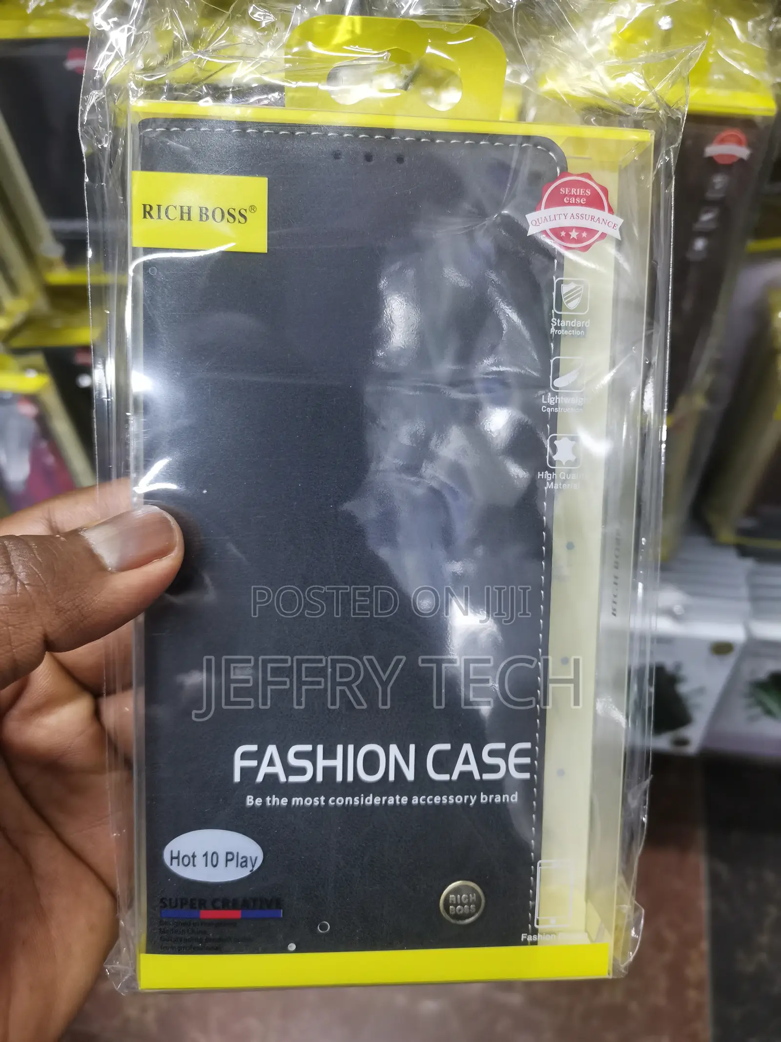 Haniry Infinix Hot 10 Play Richboss Leather Flip Case-Black