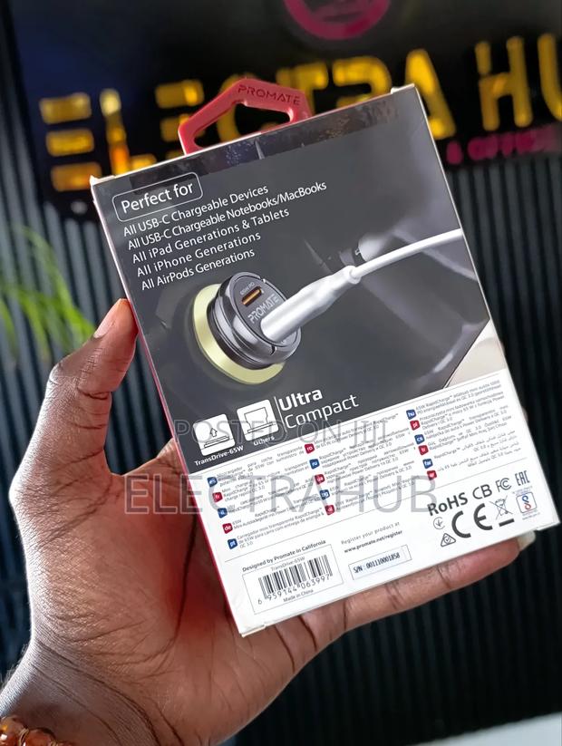 Promate 65w Rapidcharge Transdrive-65w Mini Car Charger - thumbnail 2