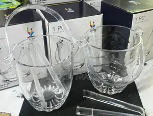 800 Ml Glass Ice Buscket +Tong 12 Cm