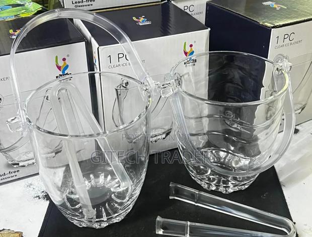 800 Ml Glass Ice Buscket +Tong 12 Cm