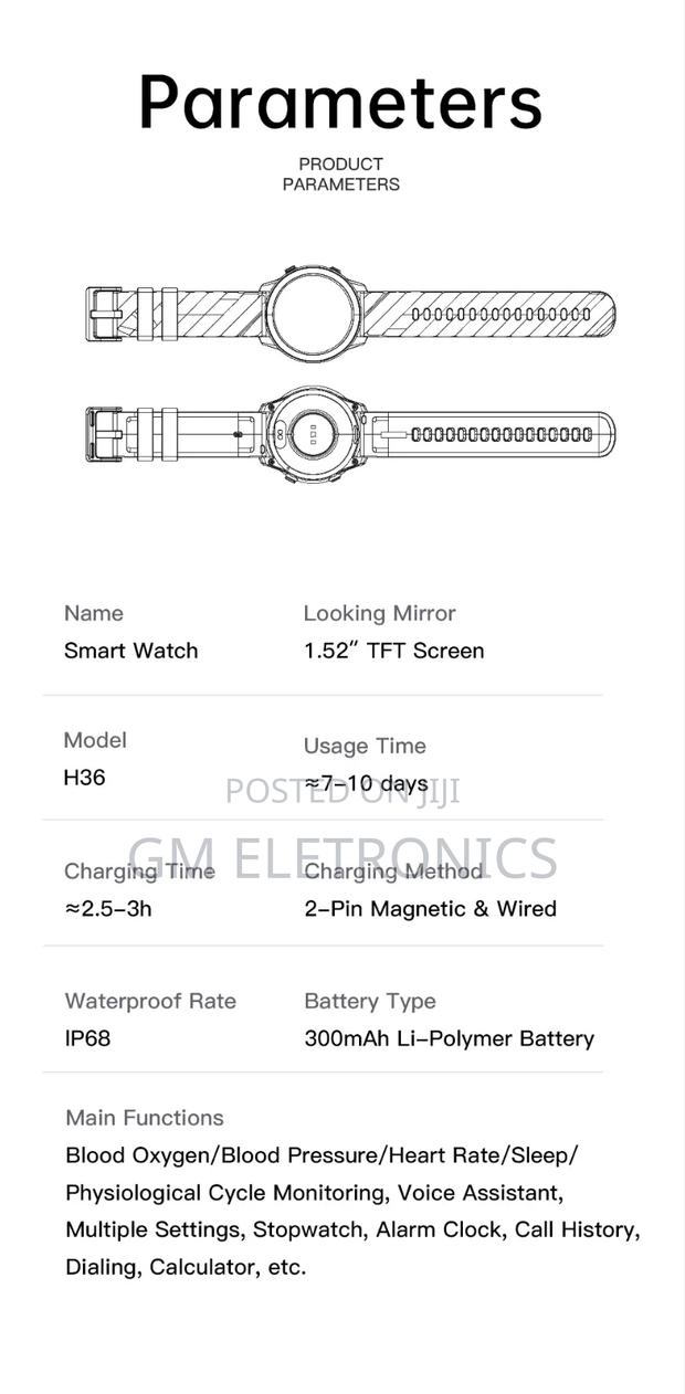 Awei H36 1.52inch Hd Ip68 Waterproof Smart Watch. - thumbnail 4
