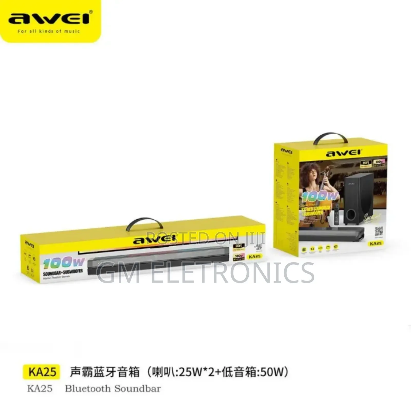 Awei Ka25 100w Home Theater Stereo Soundbar With Subwoofer.