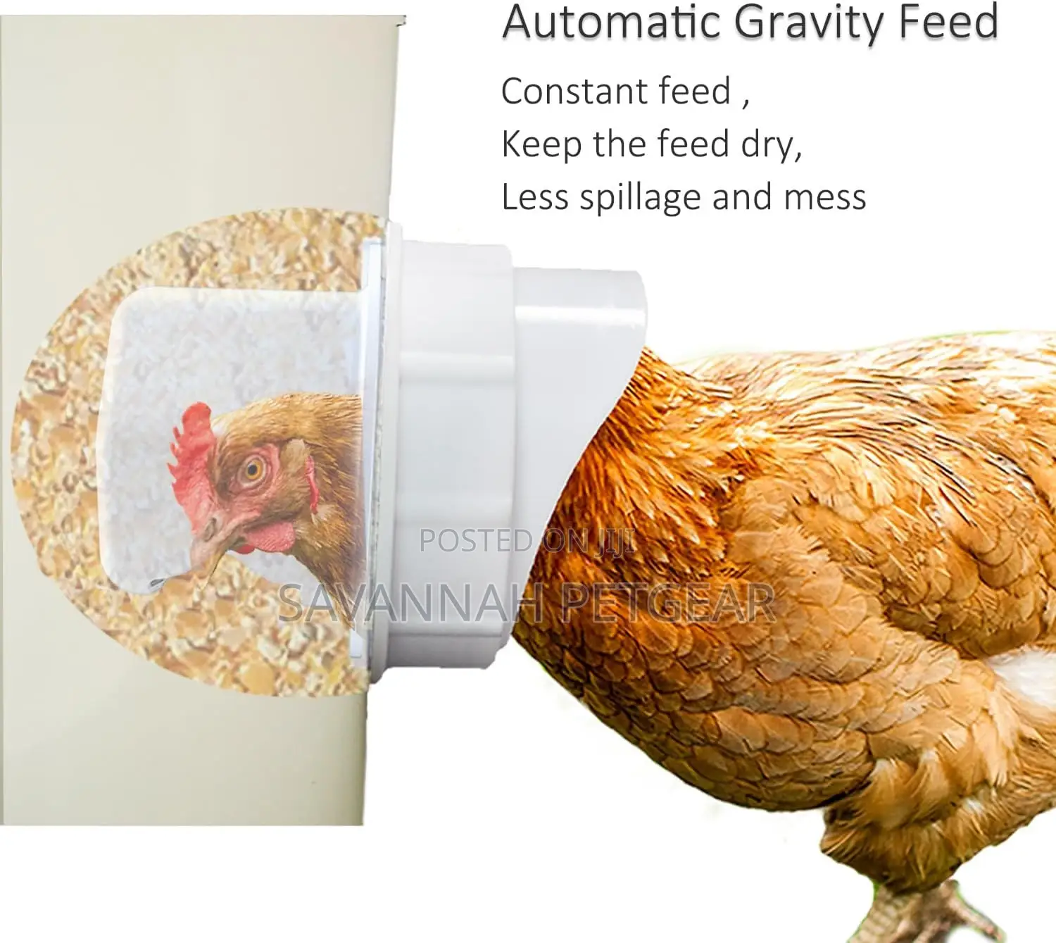 Chicken Feeder Ports Rain Proof Gravity Feed Kits for Bucket