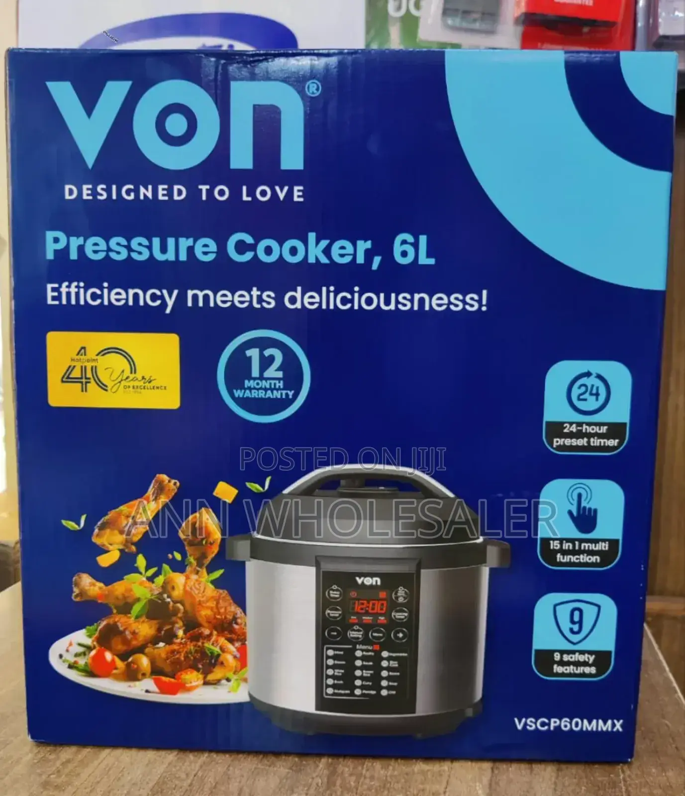 12 Months *Von Electric Pressure Cooker 6litres