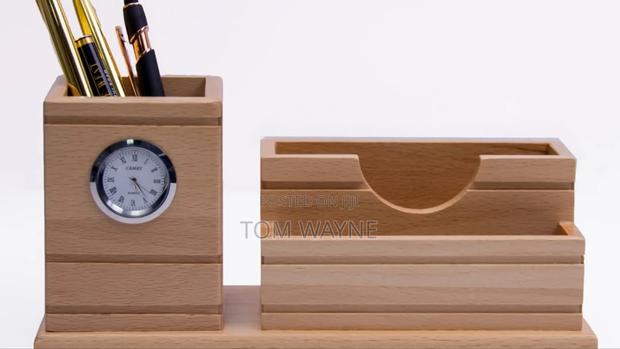 Executive Office Desk Organizer With a Mini Clock
