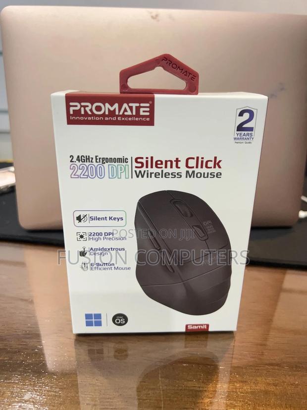 Promate 2200 Dpi Silent Click Ergonomic Wireless Mouse