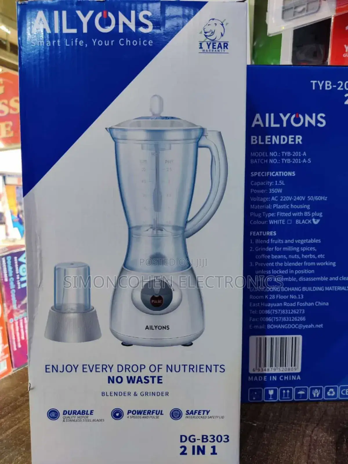 Ailyons 2 in 1 Durable Blender
