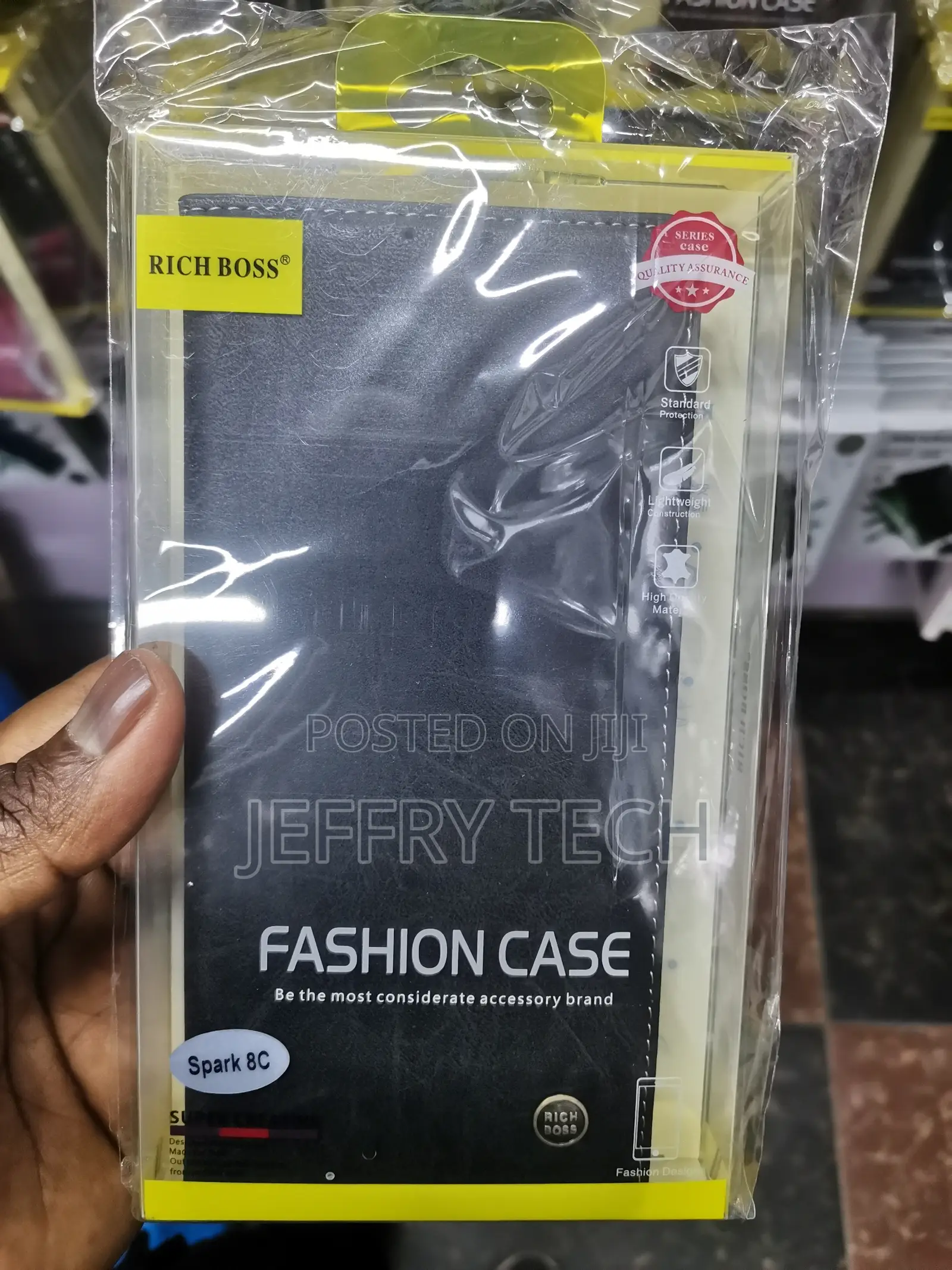 Haniry Tecno Spark 8c Richboss Leather Flip Case-Black