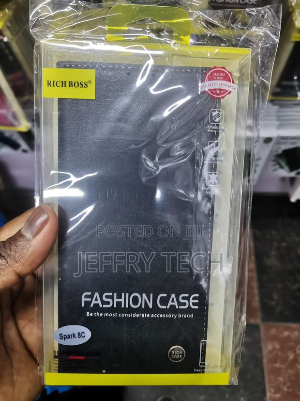 Haniry Tecno Spark 8c Richboss Leather Flip Case-Black - main view