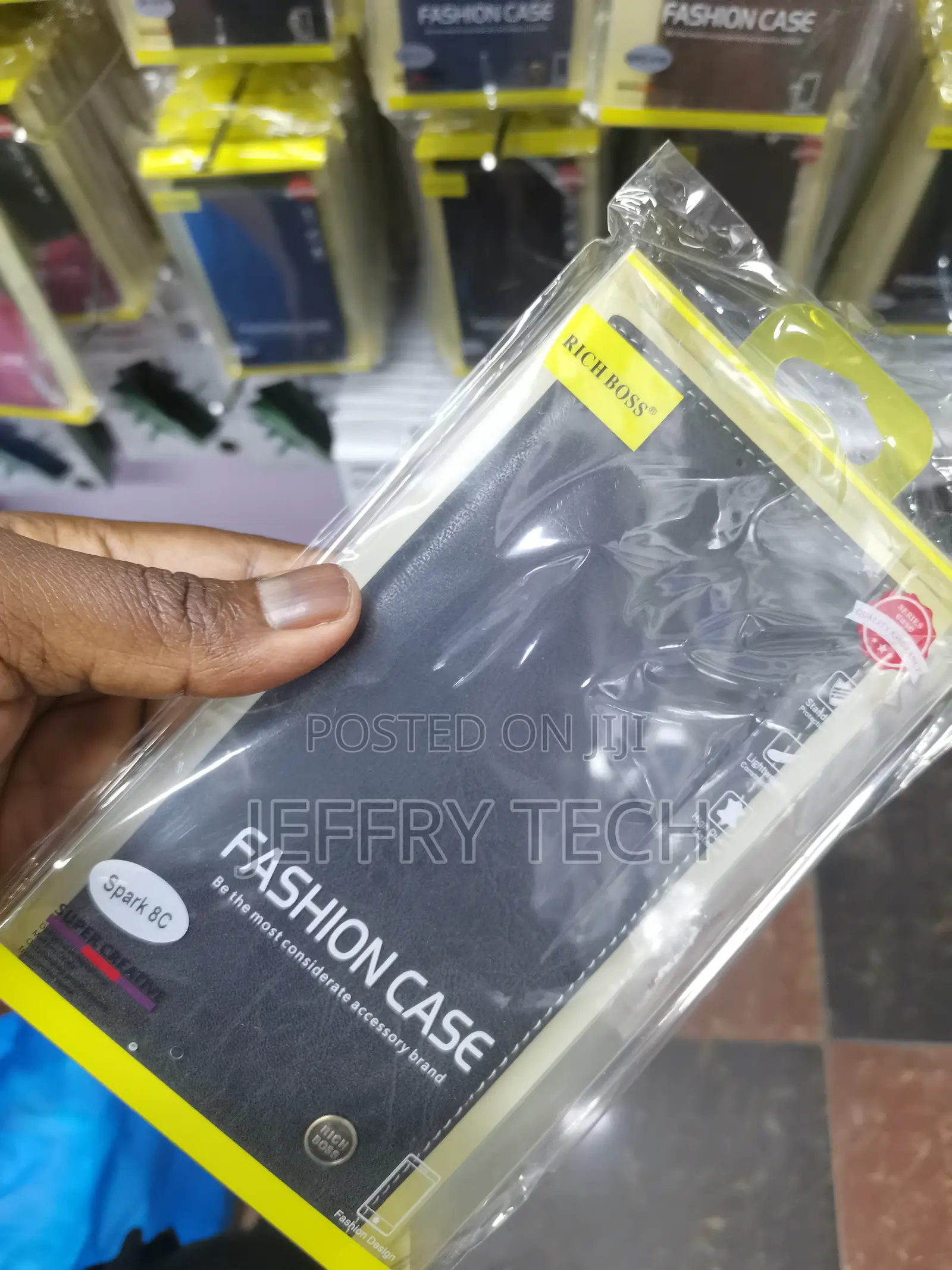 Haniry Tecno Spark 8c Richboss Leather Flip Case-Black