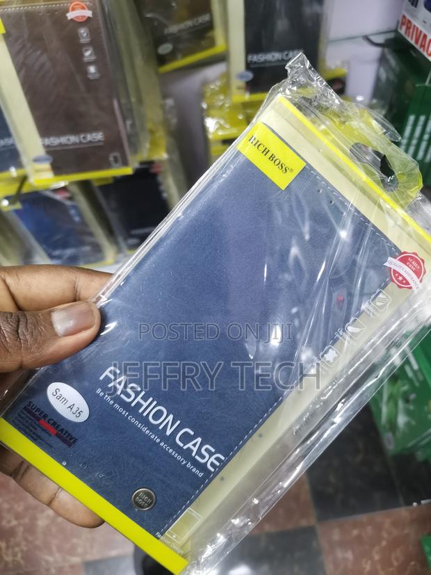 Retro Samsung Galaxy A35 Richboss Flip Leather Case -Blue - thumbnail 3