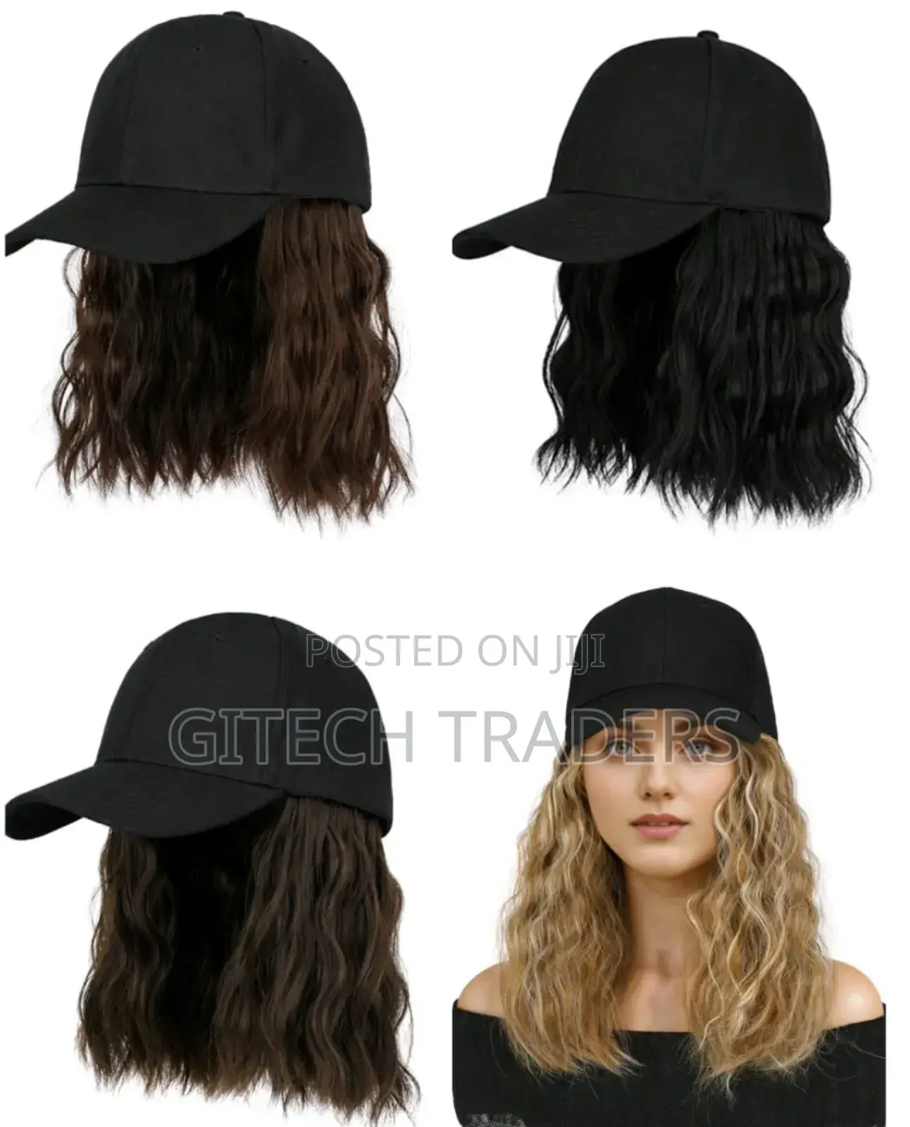 Hat Wig for Women, Short Wave Baseball Cap Wig With a Cap