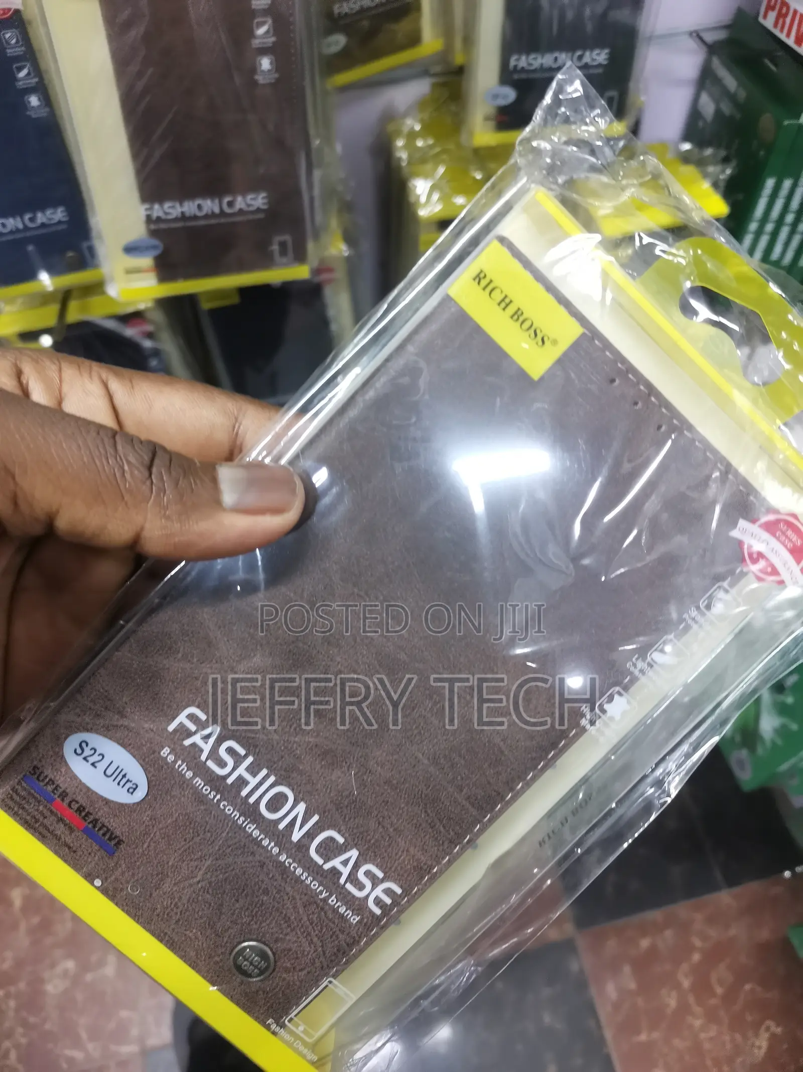 Konga Richboss Leather Flip Case for Galaxy S22 Ultra-Brown