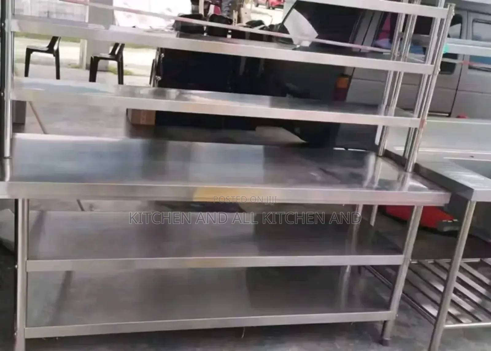 Stainless Steel Commercial Kitchen Table With Overshelves