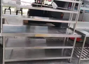 Stainless Steel Commercial Kitchen Table With Overshelves