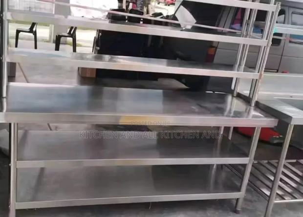 Stainless Steel Commercial Kitchen Table With Overshelves